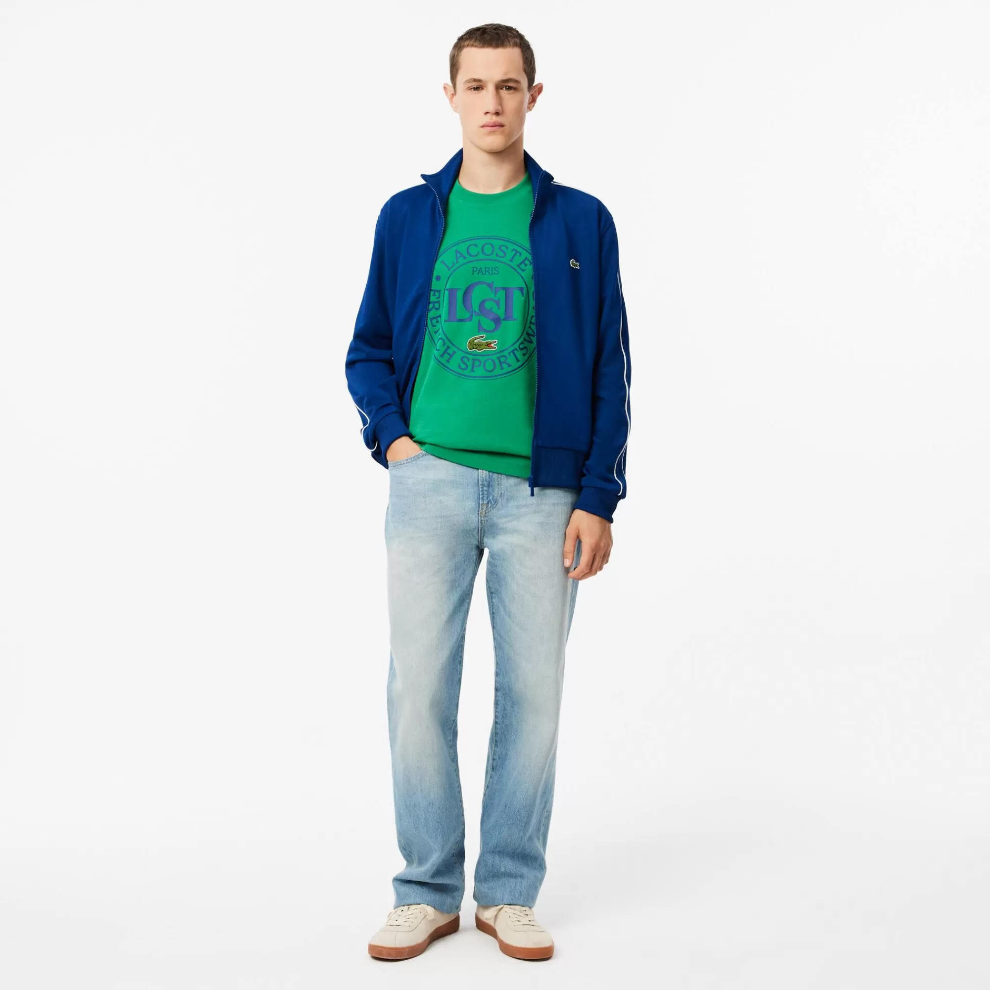 LACOSTE T-Shirts^T-shirt de Algodão Grosso com Estampado Loose Fit