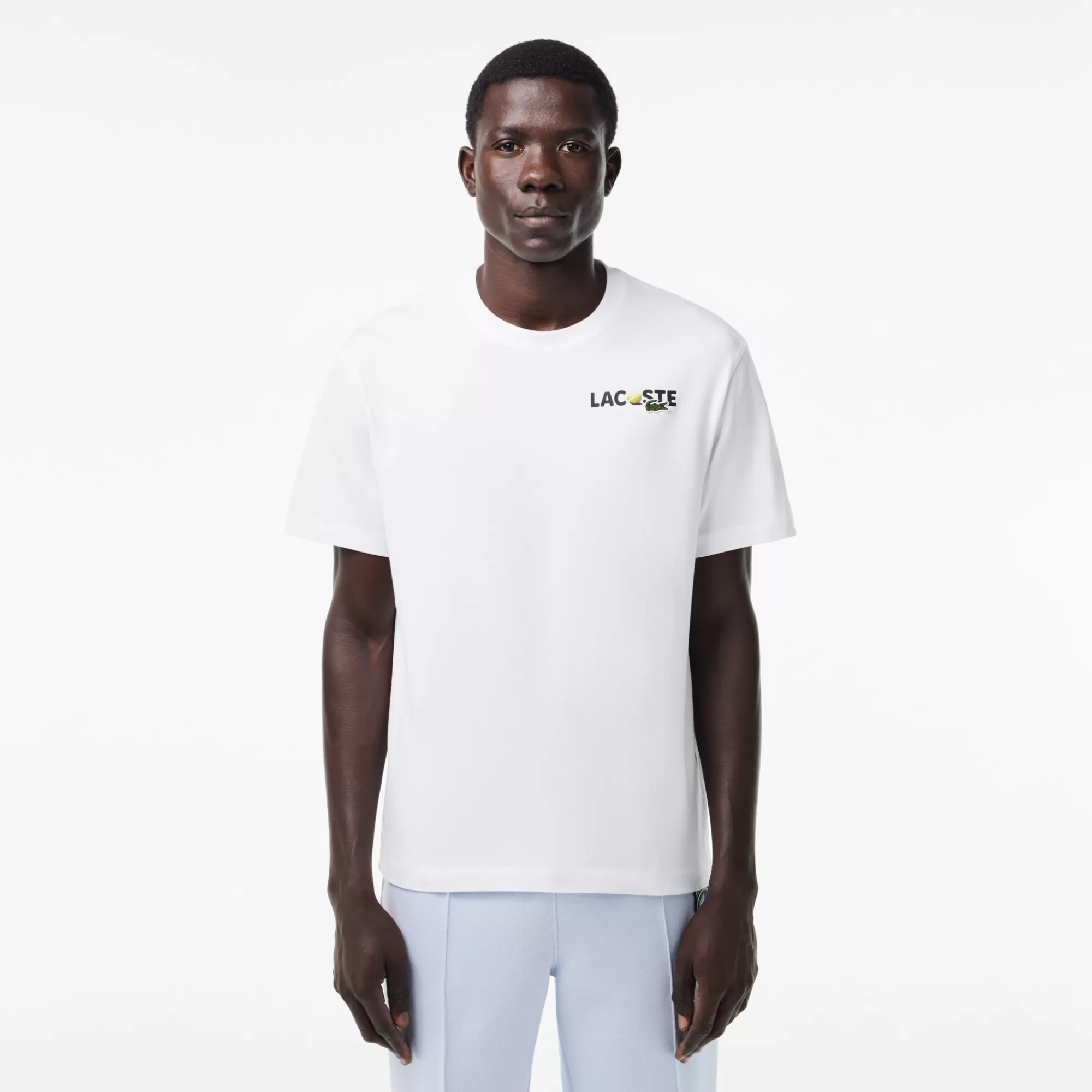 LACOSTE T-Shirts^T-shirt de Algodão Grosso com Estampado nas Costas