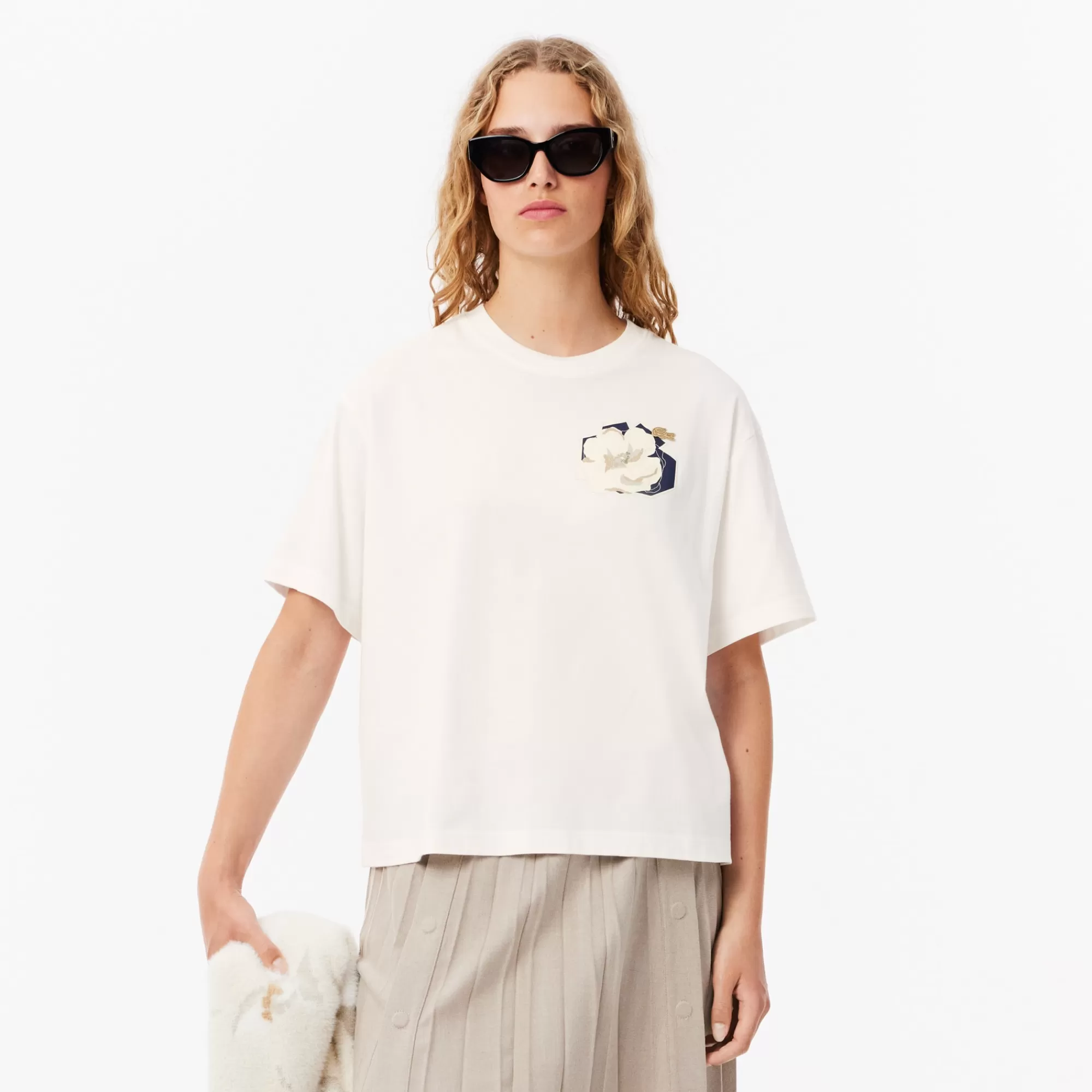 MULHER LACOSTE T-Shirts^T-shirt de Algodão Oversize com Estampado Floral