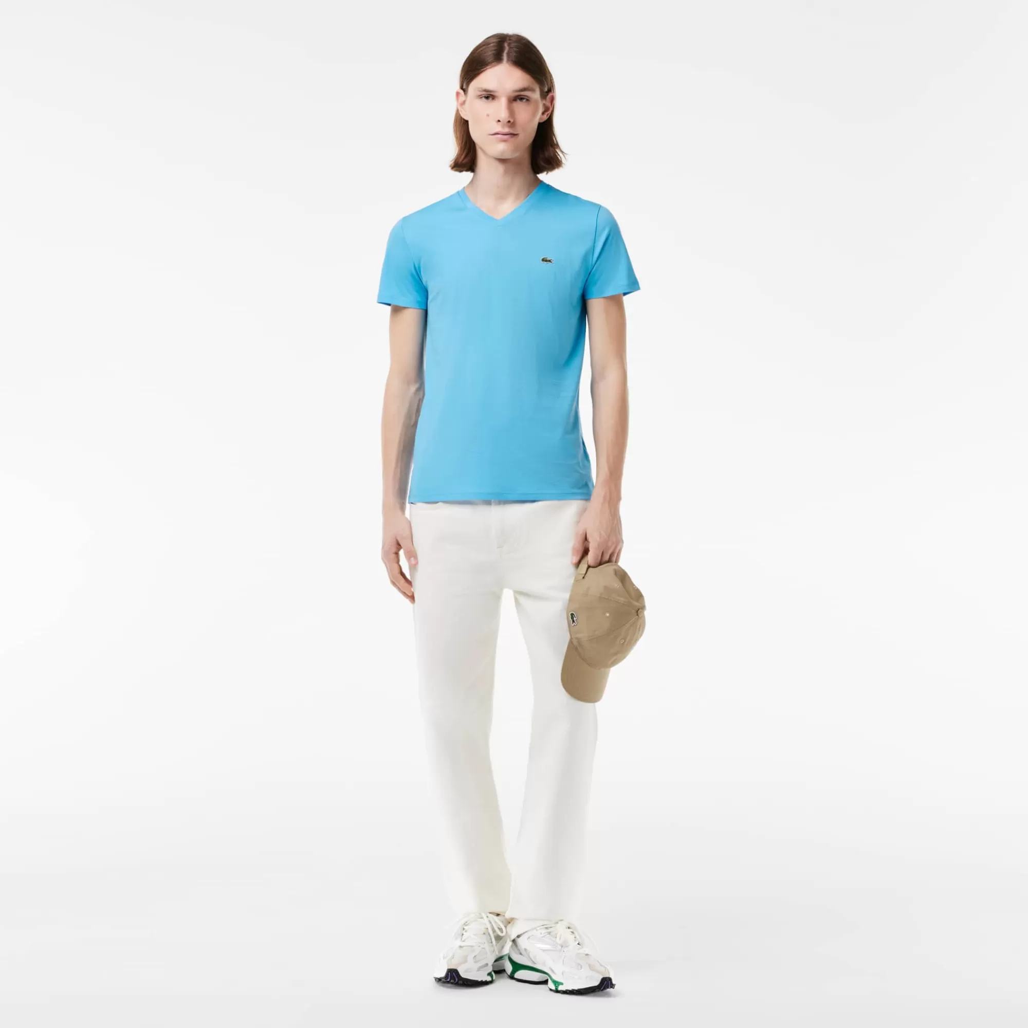 LACOSTE T-Shirts^T-shirt de Algodão Pima com Decote em V Leve