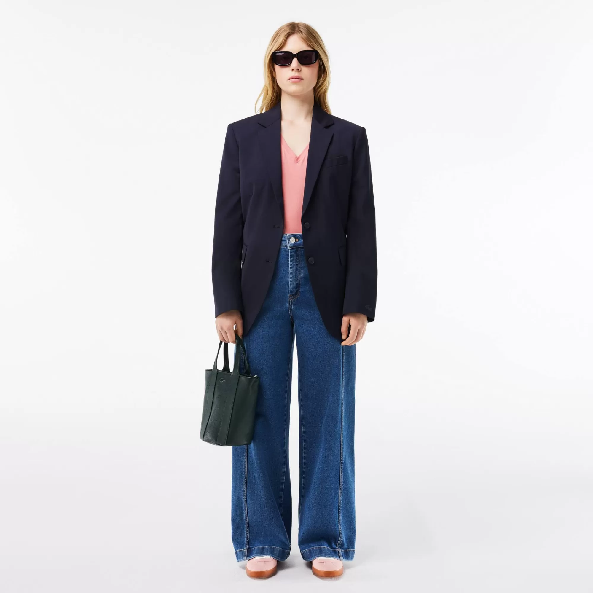 MULHER LACOSTE T-Shirts^T-shirt de Algodão Suave com Decote em V Relaxed Fit