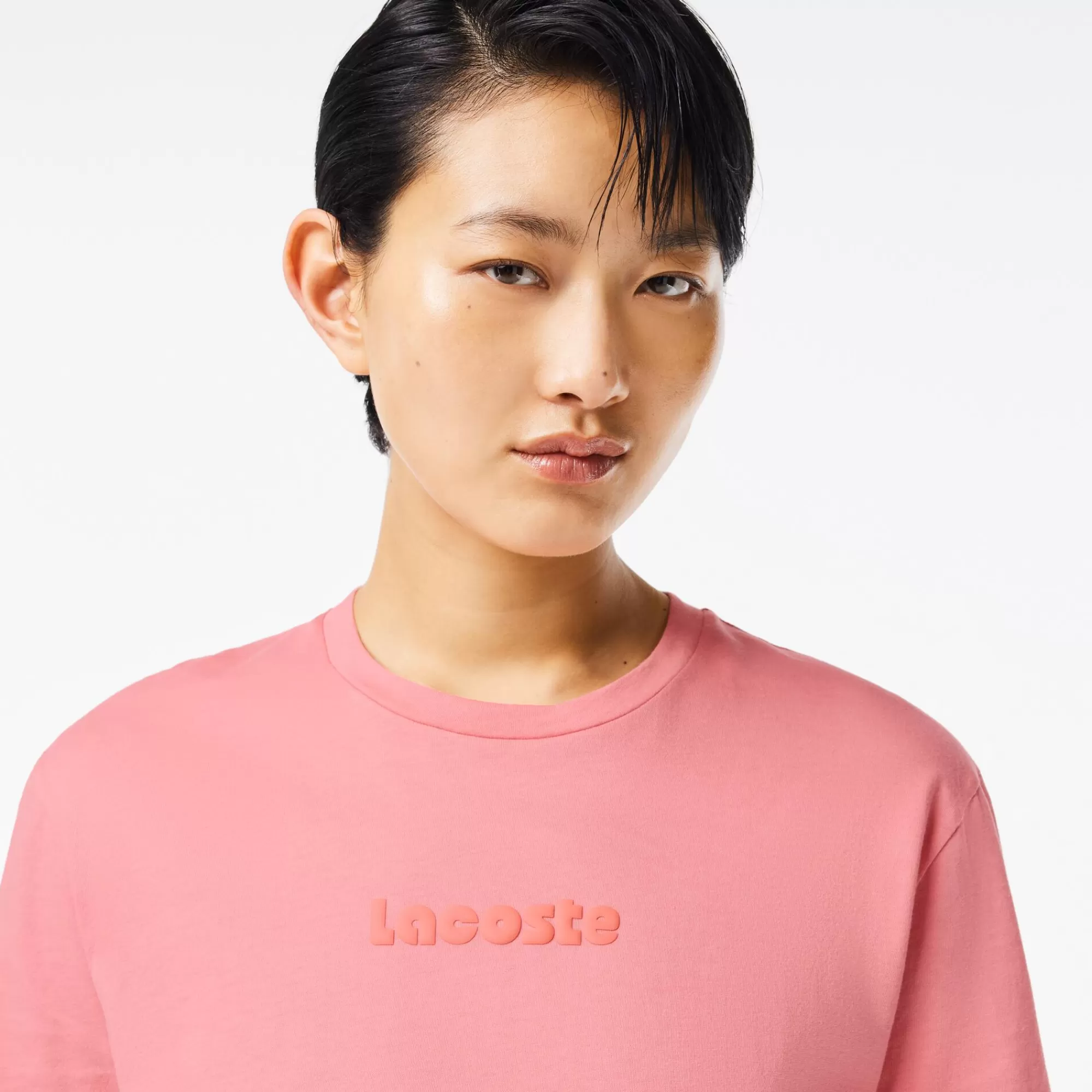 MULHER LACOSTE T-Shirts^T-shirt de Algodão Suave com Estampado Vintage