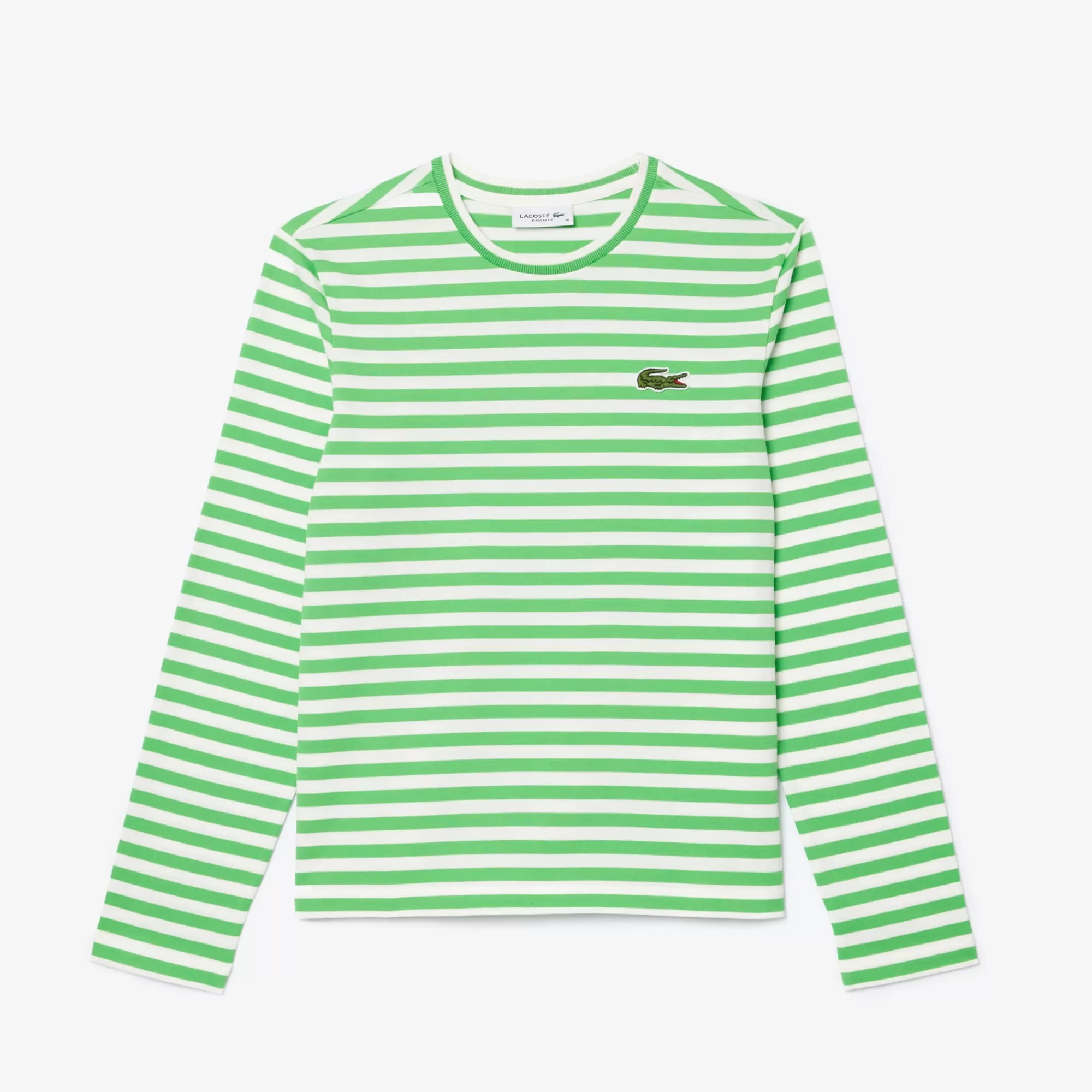 MULHER LACOSTE T-Shirts^T-shirt de Manga Comprida em Algodão às Listras
