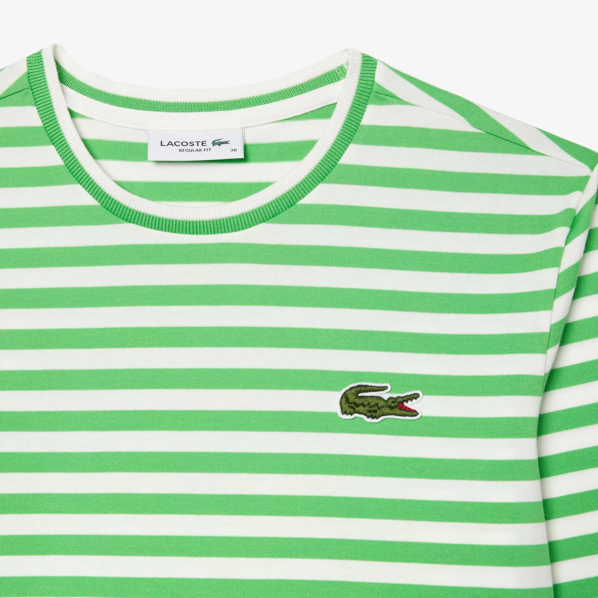 MULHER LACOSTE T-Shirts^T-shirt de Manga Comprida em Algodão às Listras