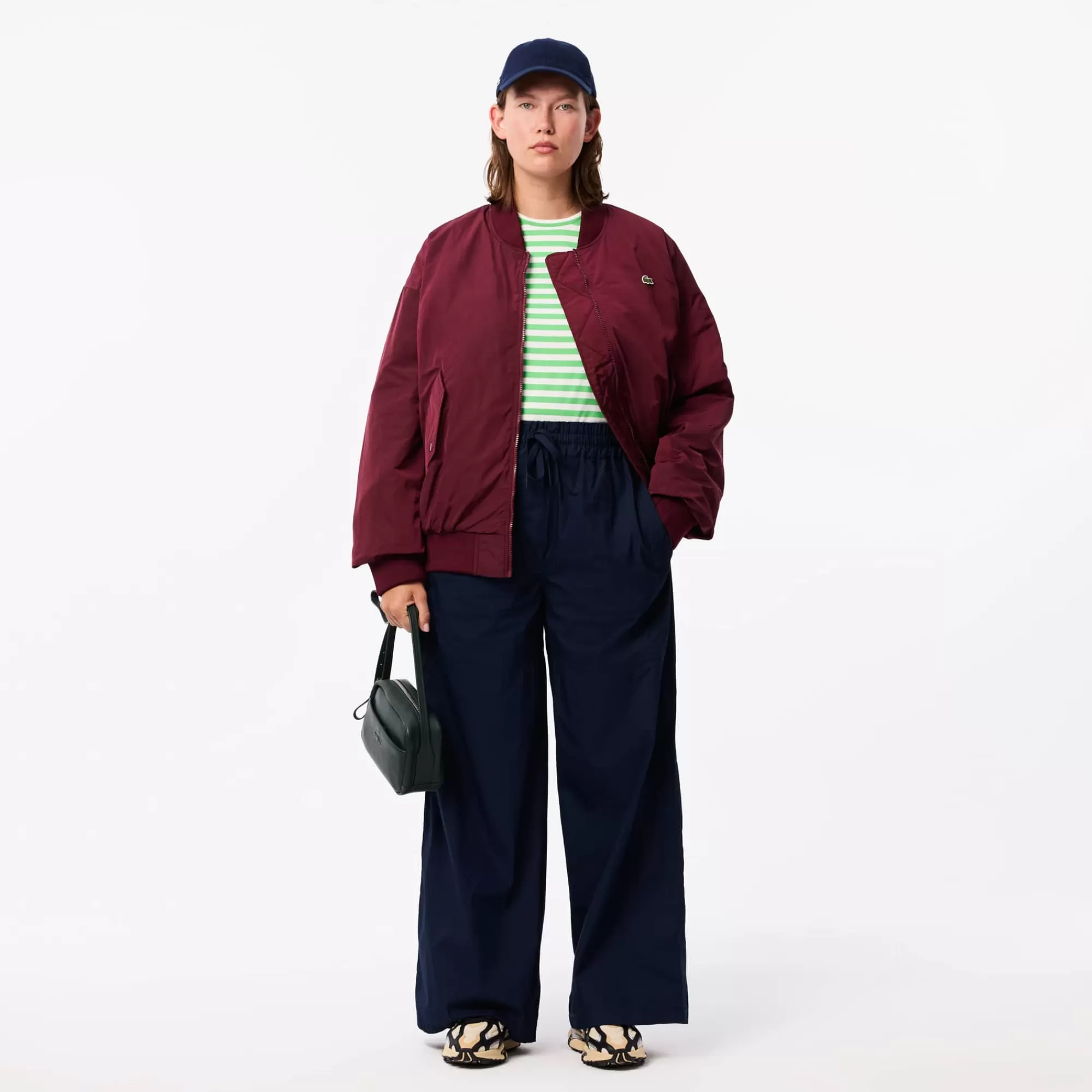 MULHER LACOSTE T-Shirts^T-shirt de Manga Comprida em Algodão às Listras
