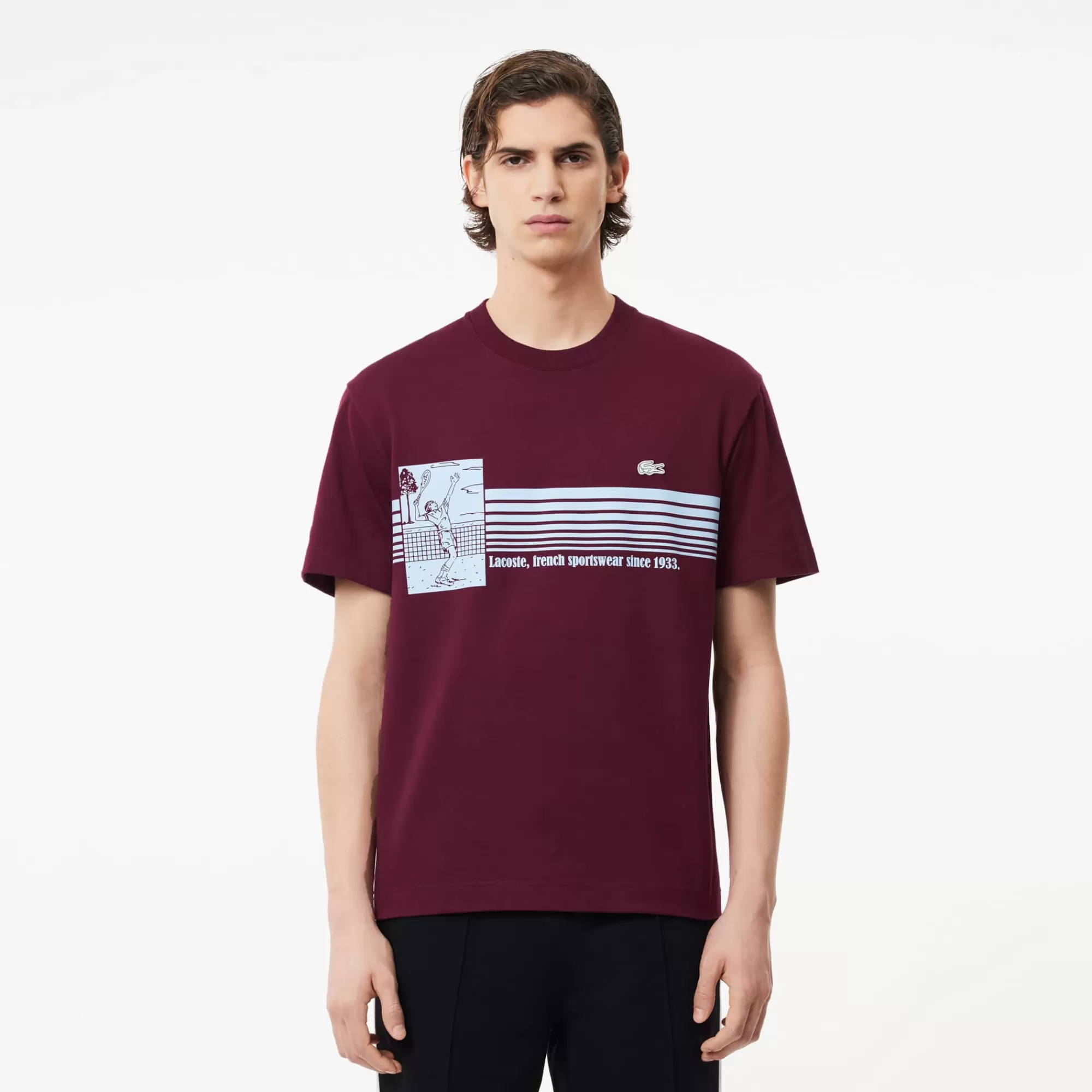 LACOSTE T-Shirts^T-shirt em Algodão Grosso de Fabrico Francês