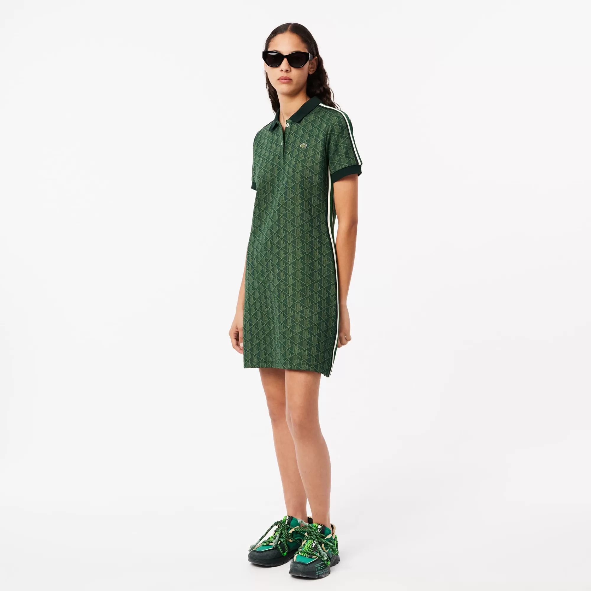 MULHER LACOSTE Vestidos & Saias^Vestido Polo em Jacquard com Monograma Slim Fit