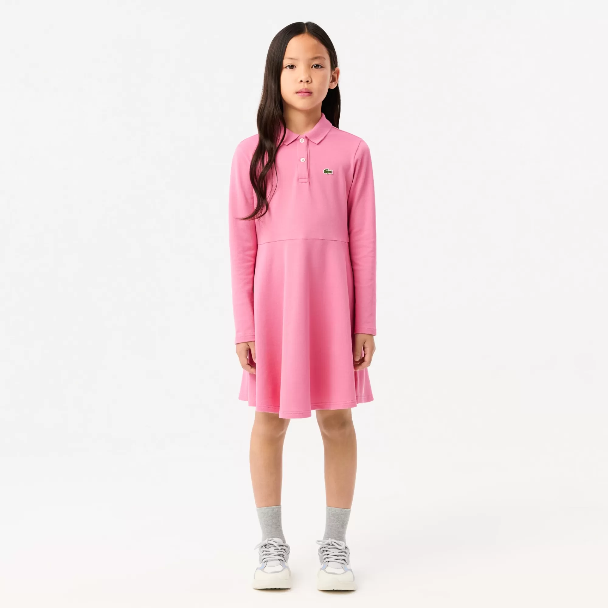 Crianças LACOSTE Moda Menina | Moda Menina^Vestido Polo Piqué Elástico de Manga Comprida