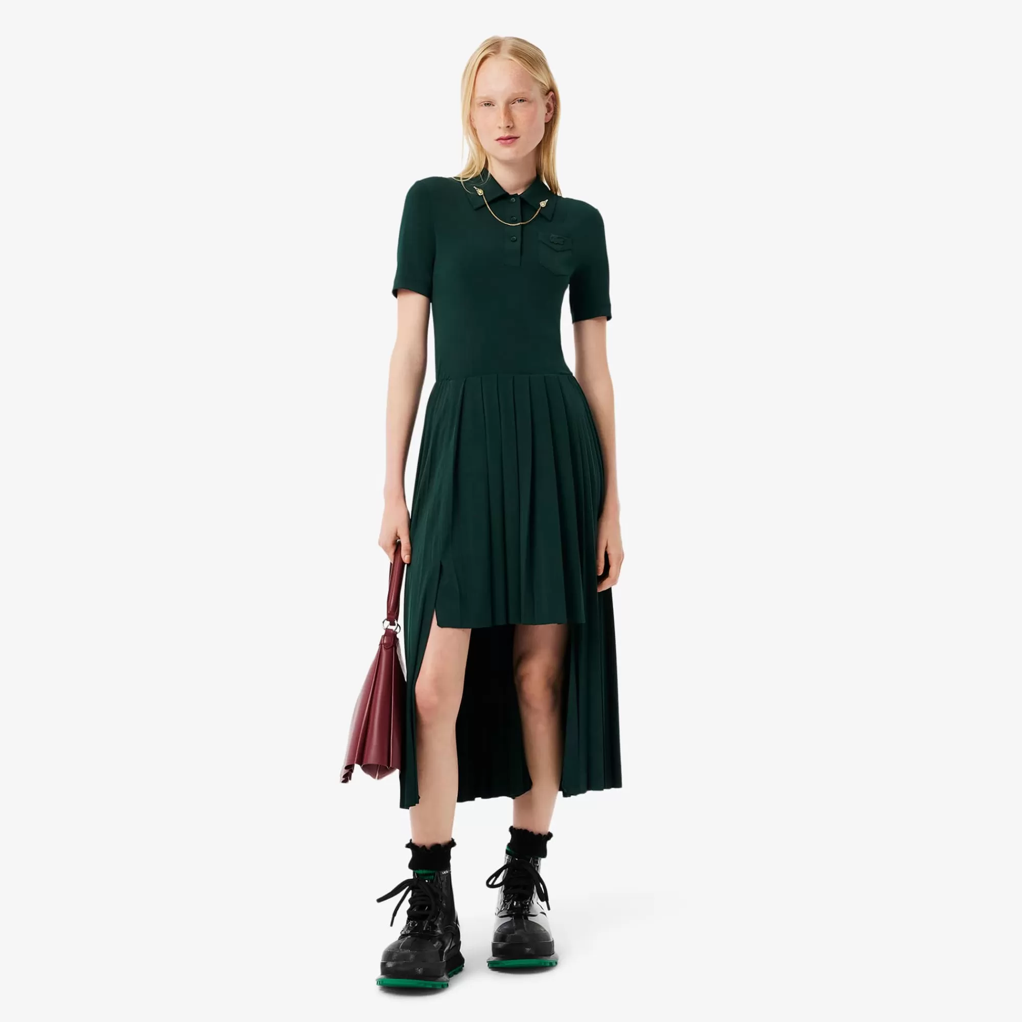MULHER LACOSTE Vestidos & Saias^Vestido tipo Polo Plissado FW24 Runway