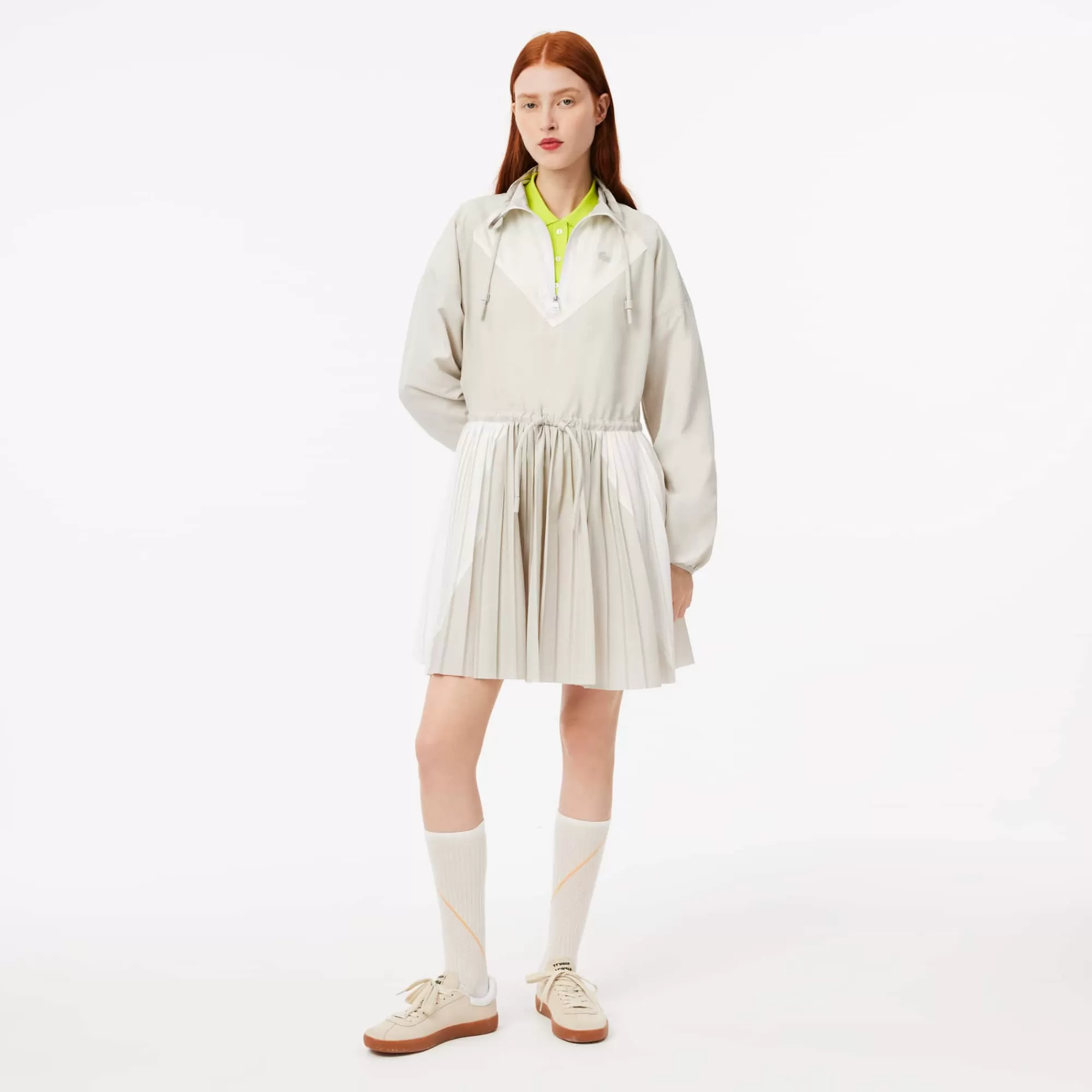 MULHER LACOSTE Vestidos & Saias^Vestido tipo Sweatshirt Plissado Curto Relaxed Fit