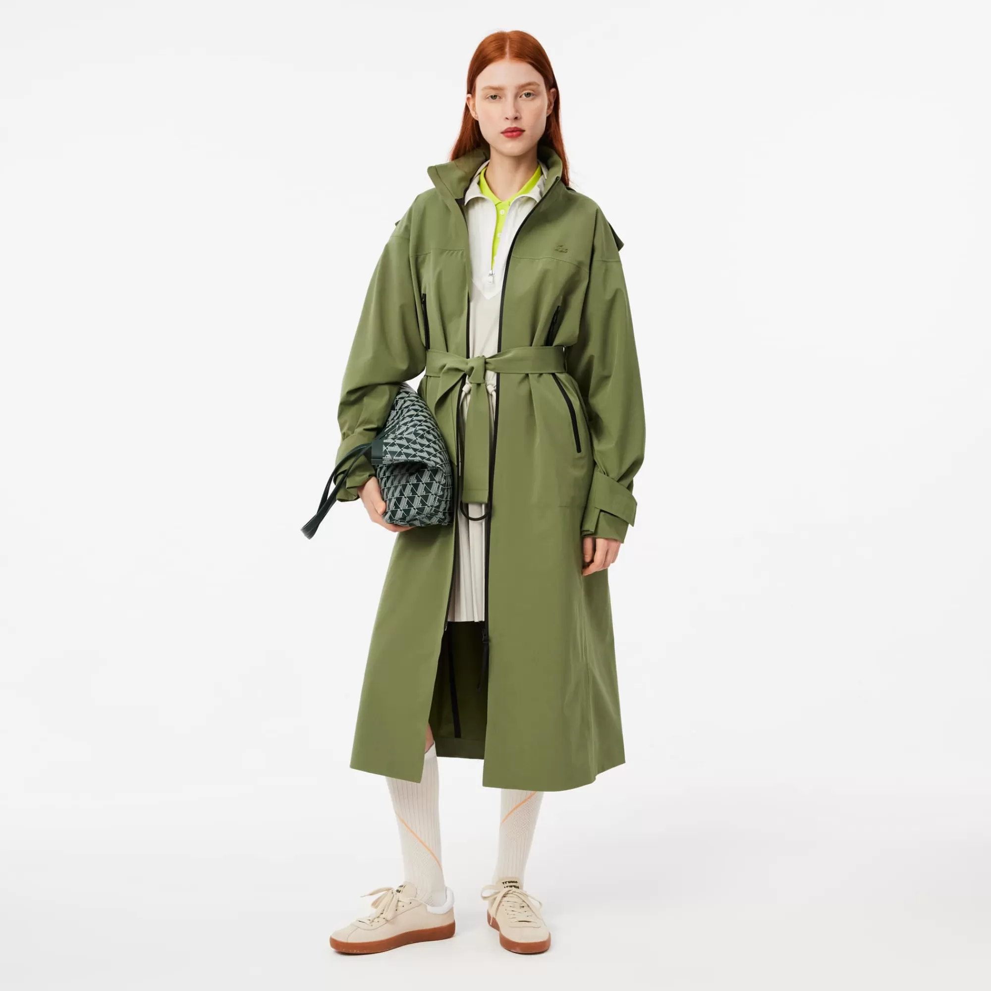 MULHER LACOSTE Vestidos & Saias^Vestido tipo Sweatshirt Plissado Curto Relaxed Fit