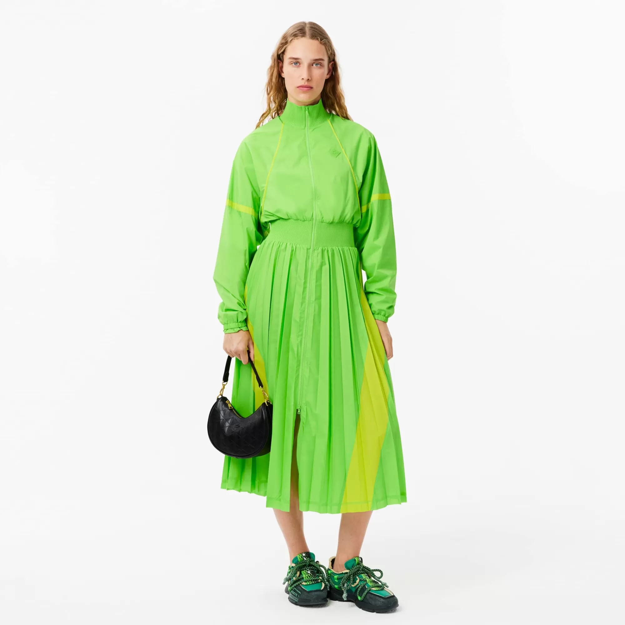 MULHER LACOSTE Vestidos & Saias^Vestido tipo Sweatshirt Plissado Longo Relaxed Fit