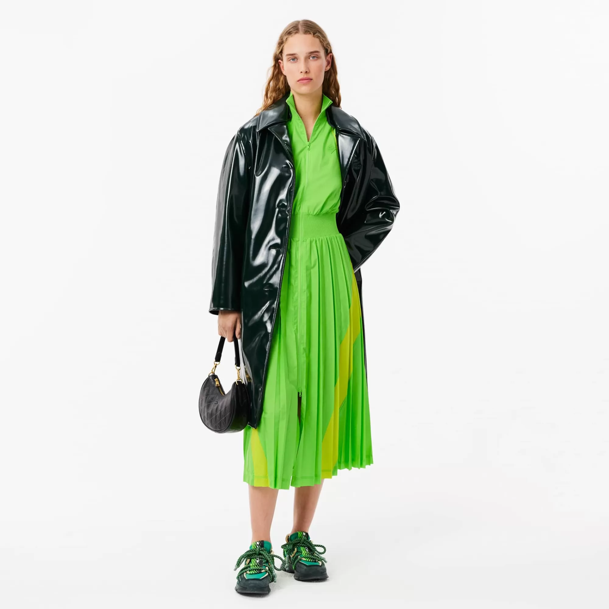 MULHER LACOSTE Vestidos & Saias^Vestido tipo Sweatshirt Plissado Longo Relaxed Fit
