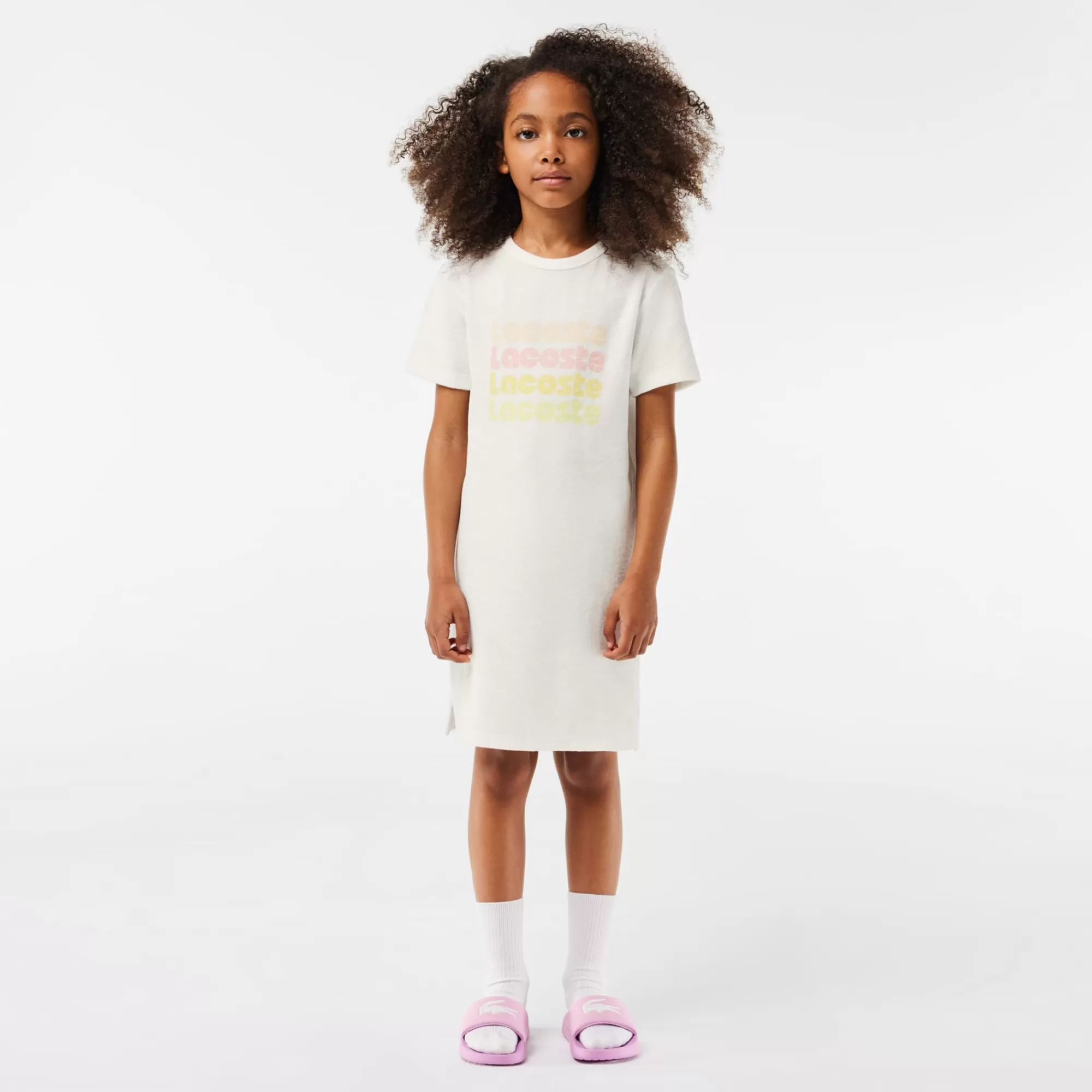Crianças LACOSTE Moda Menina | Moda Menina^Vestido tipo T-shirt em Algodão Terry com Logo