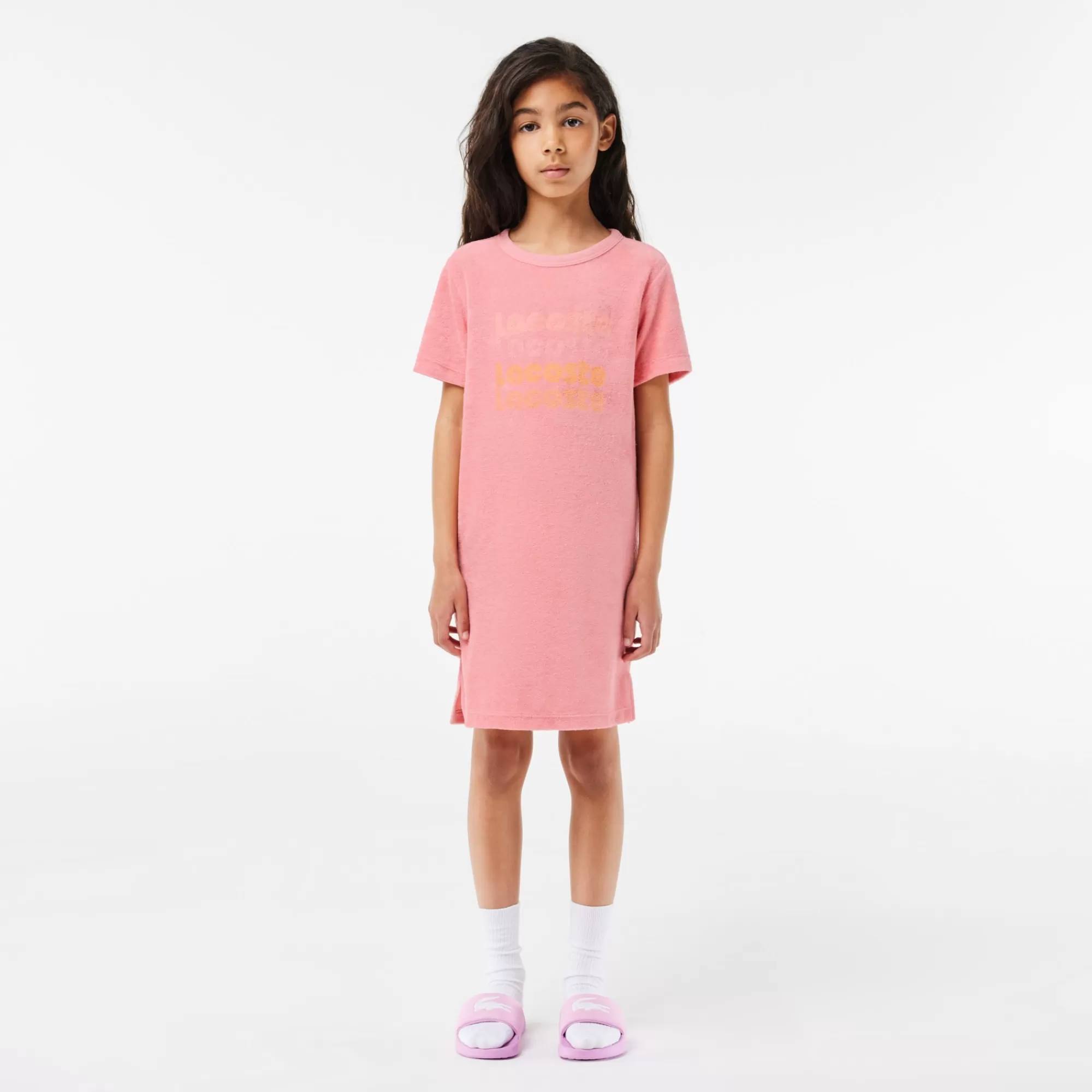 Crianças LACOSTE Moda Menina | Moda Menina^Vestido tipo T-shirt em Algodão Terry com Logo